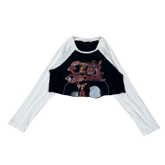 Daydreamer Tops - Daydreamer Ozzy Ozbourne Cropped Baseball Shirt Retro Punk Emo